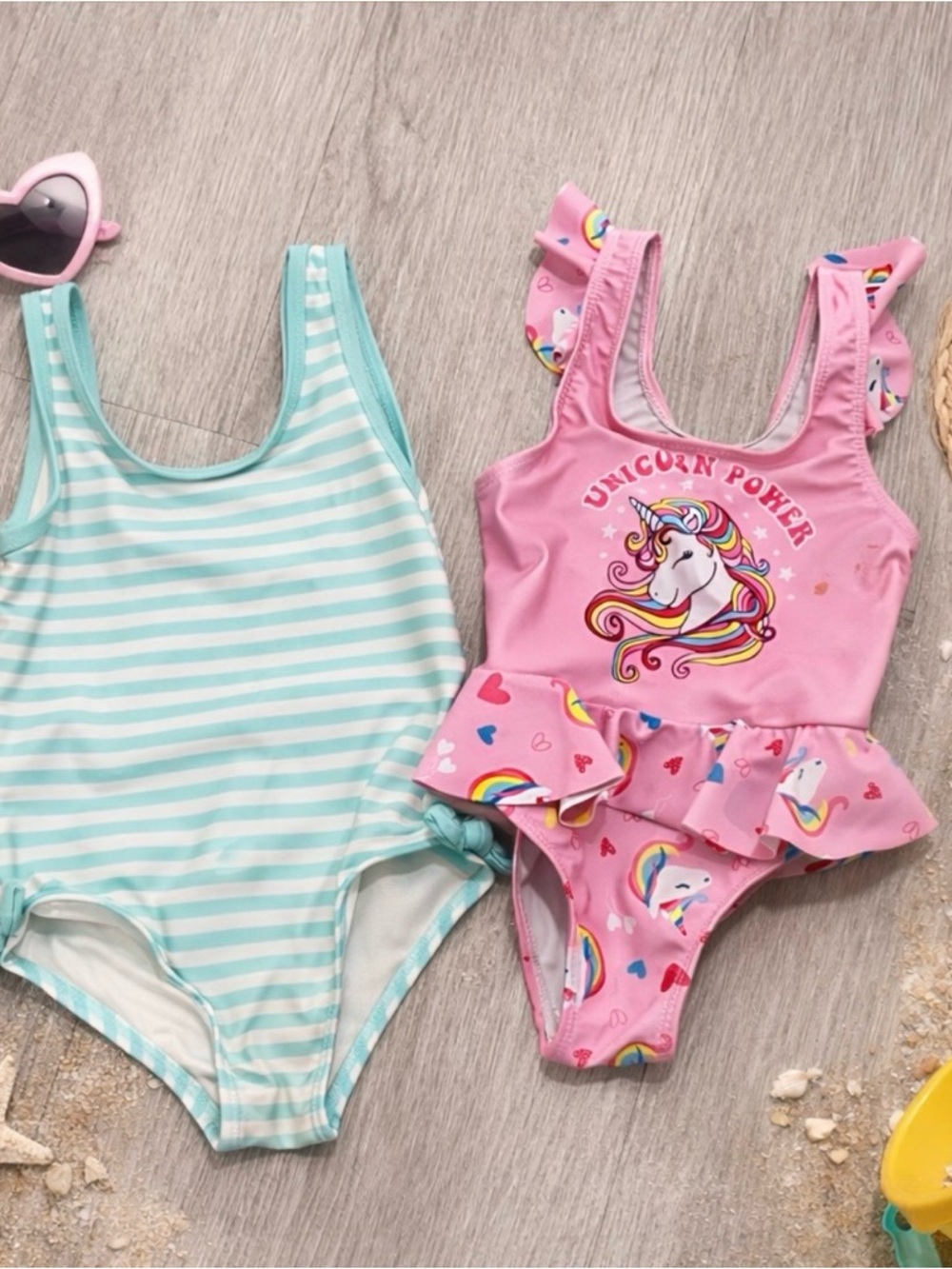 Girls One Piece Swimsuits 3T Unicorn 4T Blue Striped